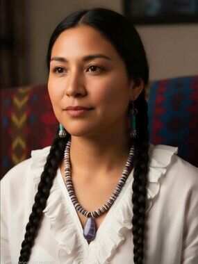 Wampum Beaded Necklace with Wampum Drop